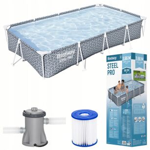 Basen stelażowy prostokątny ogrodowy BESTWAY STEEL PRO 366x201x66 pompa